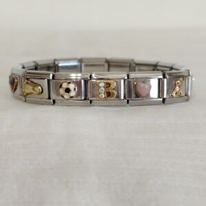 Vintage Silver 18K Charm Bracelet Slide